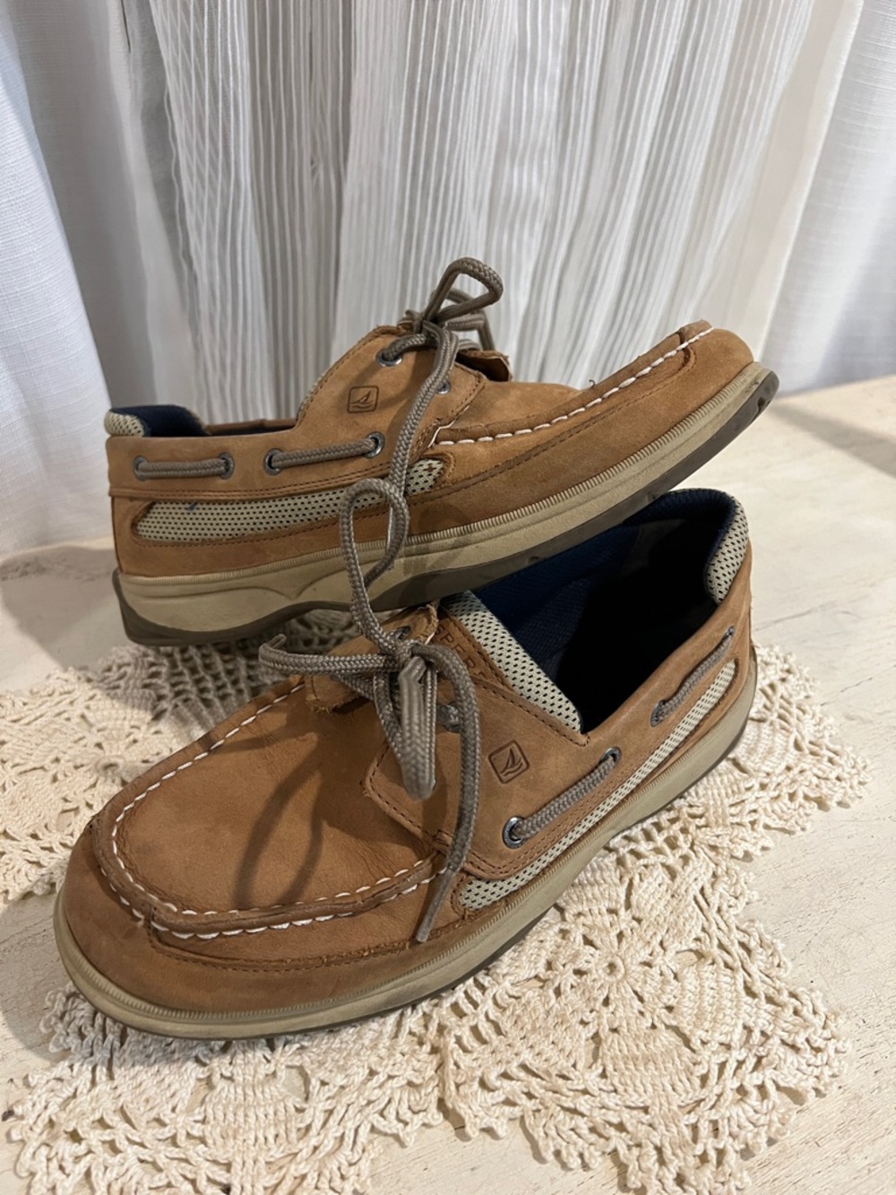 Sperry Top-Sider Leather Boat Shoes Tan Brown Lace Up Women’s Size 6 - Picture 4 of 11